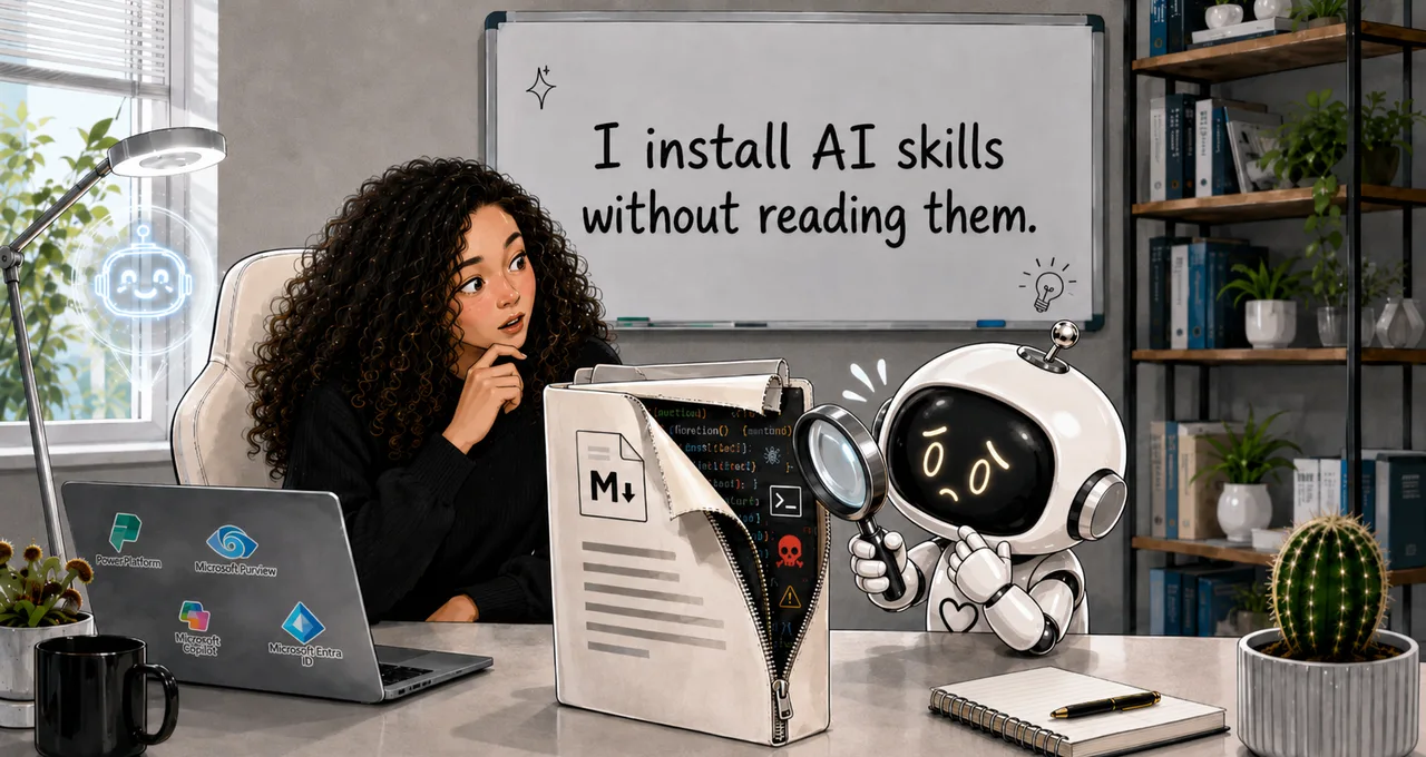 A surprised woman looking at her robot sidekick as it uncovers that skills can be dangerous
