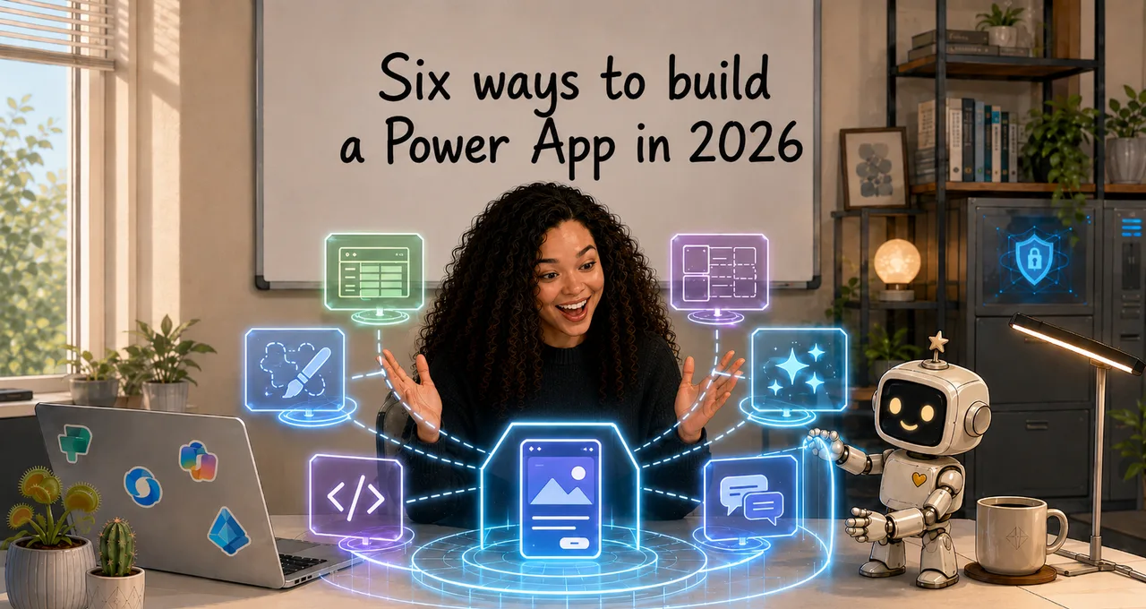 A woman marvelling at the 6 choices she has now to build apps