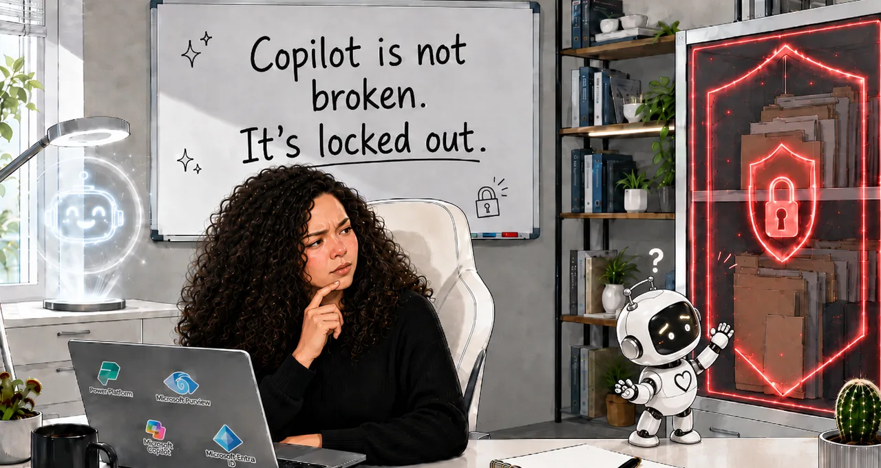 A woman looking at her robot assistant who is locked out of a files cabinet